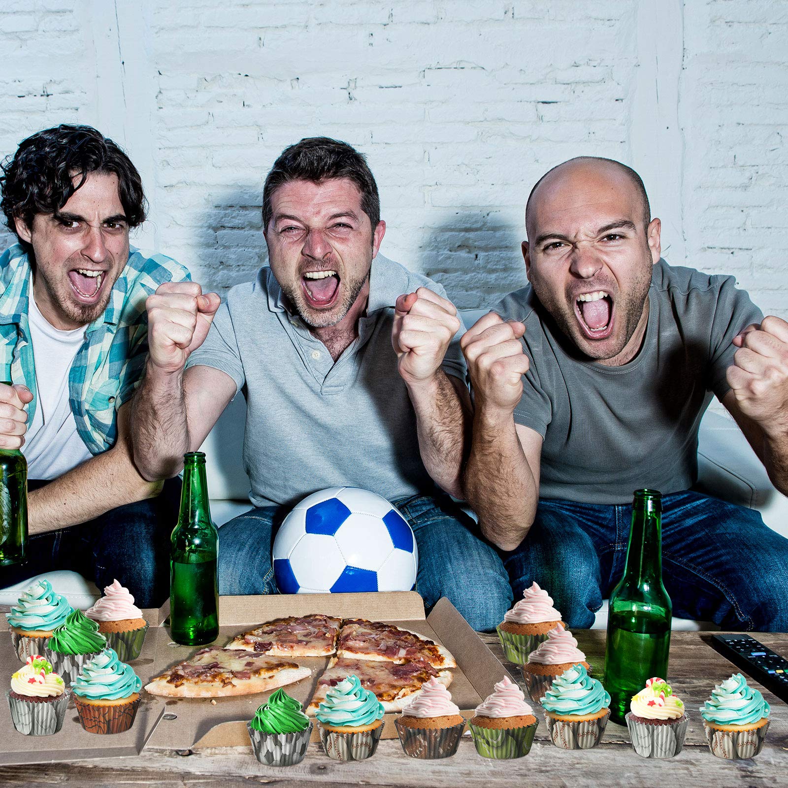 600 Pieces Sports Theme Party Cupcake Liners Basketball Football Volleyball Baseball Rugby Tennis Baking Cups Cupcake Wrappers M